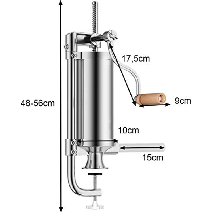COSTWAY Wurstfüllaufsatz 3L Wurstfüller Wurstfüllmaschine mit 4 Füllrohren, Aluminium/Kunststoff, silber – Bild 9