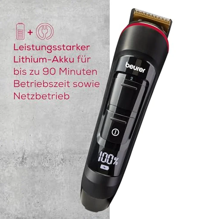 Beurer MN4X Barttrimmer, zum Trimmen und Rasieren, 2 hochwertige Edelstahlklingen mit Titaniumbeschichtung, 10 Schnittlängen, 2-stufige Feineinstellung, maximale Hautpflege, Rasierkopf abwaschbar – Bild 3