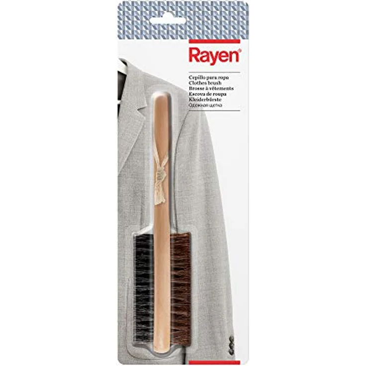 Rayen 2084 1 natürliche Borsten zum Entfernen von Staub | Kleiderbürste mit 2 Seiten | für alle Arten von Stoff, Holz, Schwarz, Braun, 0
