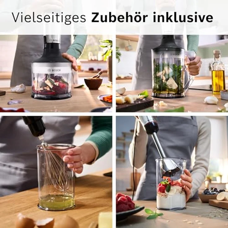 BOSCH Stabmixer ErgoMaster Serie 6 MSM6M652, 1000 W, Edelstahl, Zerkleinerer und Mixer mit Mixbecher und Schneebesen, Luftkühlung, 10 Jahre Motorgarantie – Bild 9