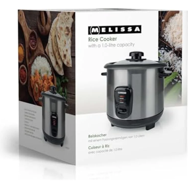 MELISSA Reiskocher RK-1,0L, 1,0 l, 400 W, Antihaftbeschichtung, Dampfkorb, Edelstahlgehäuse, Warmhaltefunktion – Bild 11