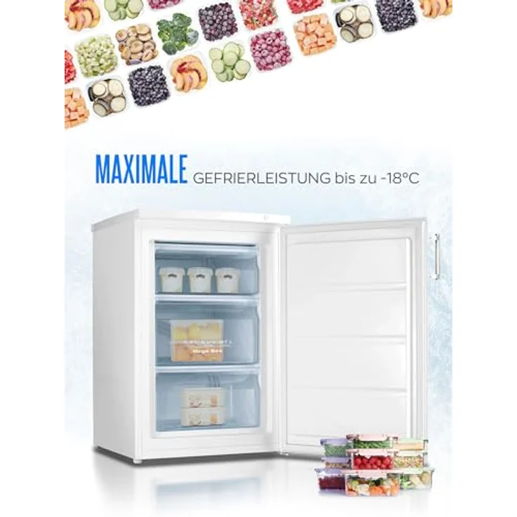 Heinrich´s Mini Gefrierschrank, 85 Liter, -18°C~-38°C, 3x Gefrierschublade, weiß – Bild 4