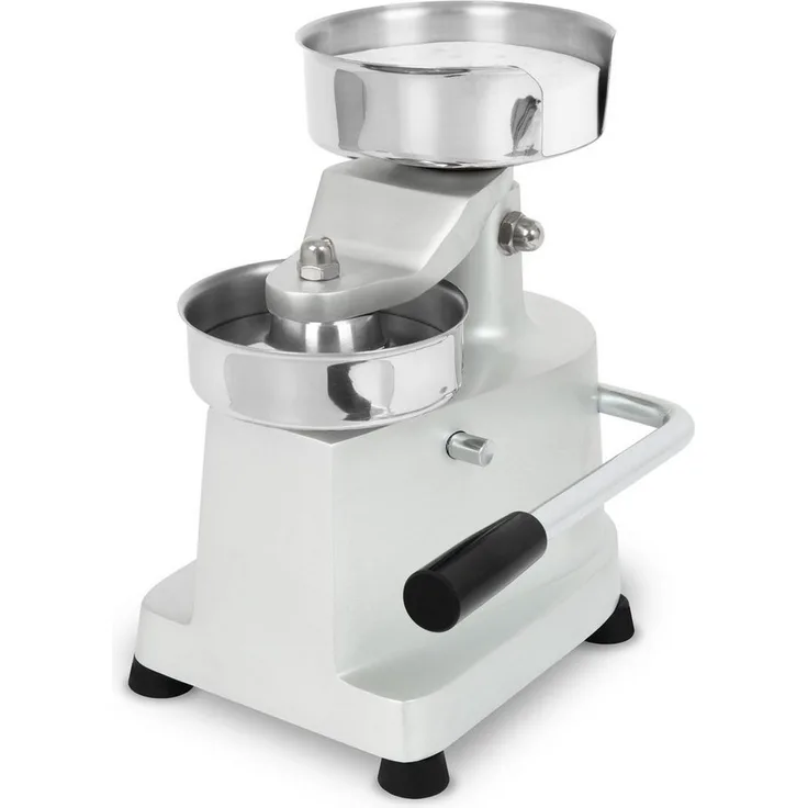 vertes Hamburgerpresse FD2-HP-130, Edelstahl und Aluminium, manuell, 13 cm Durchmesser, inklusive 500 Trennblätter