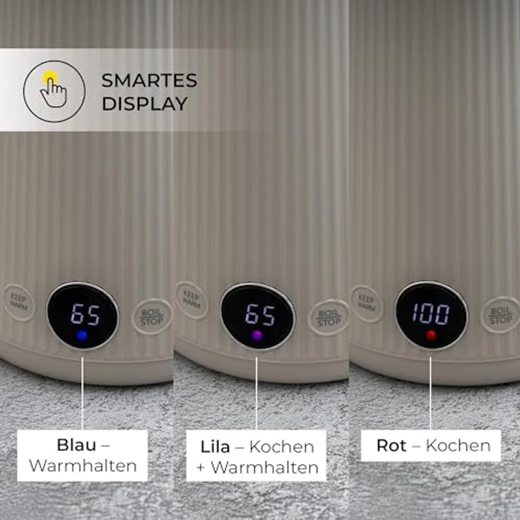 CHiATO heatPLAY Groove, Wasserkocher mit 1,7 Litern, smartem Temperaturdisplay und Warmhaltefunktion – Bild 2