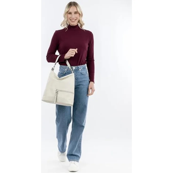 Tamaris TAS Nele, Damen Handtasche in Weiß, Grau und Beige, aus Feinsynthetik mit Reißverschluss und verstellbarem Umhängeriemen – Bild 2