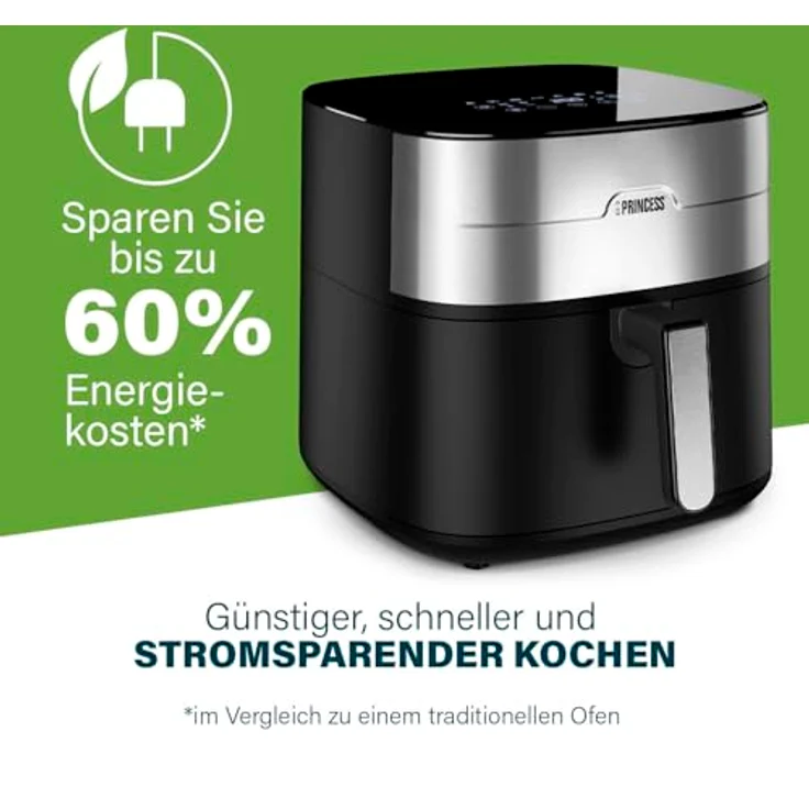 Princess Heißluftfritteuse 182280, XXL 8 L mit zwei Heizelementen, voreingestellten Programmen, einstellbarer Temperatur und Timer, BPA- und PFAS-frei, 2000 W – Bild 5