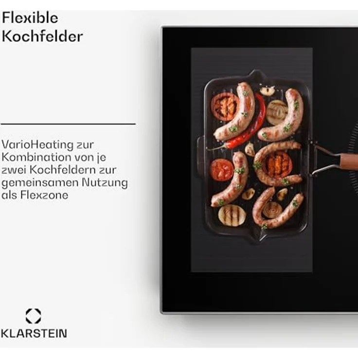 Klarstein Induktionskochfeld, Glaskeramik Kochfeld, 7000W mit ThermoBoost und VarioHeating, Touch-Display und Timer, Überhitzungsschutz – Bild 4