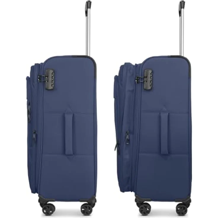 Franky Melbourne 3.0 Koffer Set 3-Teilig | Weichschalen Trolleyset mit 4 Rollen, arretierbarer Griff, Dehnfalte, Hemdenfach und Zahlenschloss | 34L / 56L / 90L – Bild 3