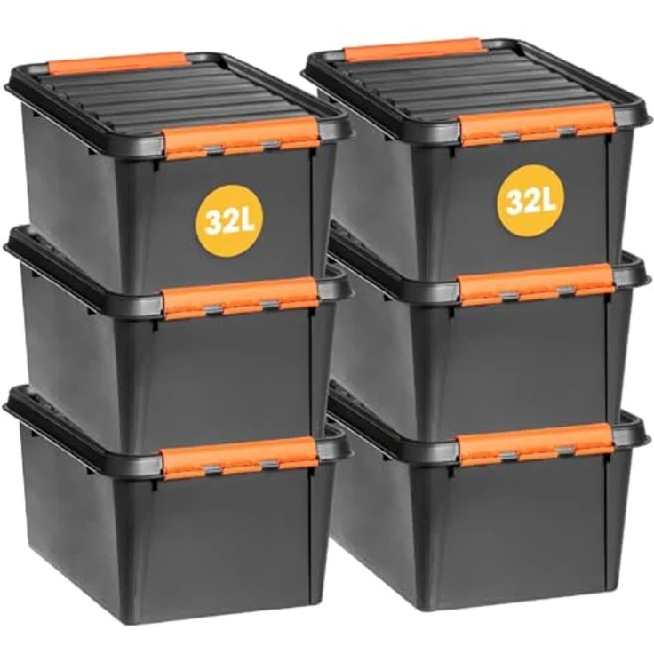 SmartStore Orthex 3193090 Clipbox Smart Store Robust 31, 31 L Vorratsdose in schwarz, extrem schlag- und bruchfest – Bild 4
