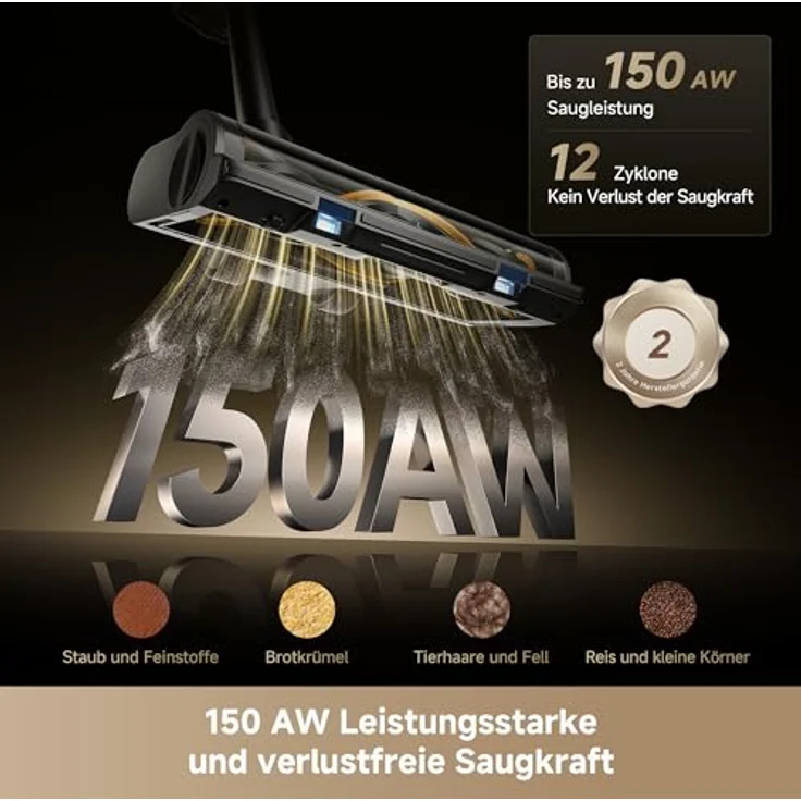 Dreame R20SE-A Akku Handstaubsauger, 20KPa Saugkraft, 0 Tangle Bürste, 5-schichtiger Filter, Schwarz, mit LED und App, 90 Minuten Akkulaufzeit – Bild 3