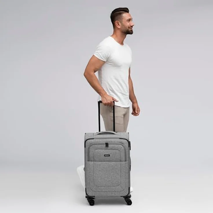 REDOLZ Essentials 12 MEDIUM Weichschalen Koffer für Männer & Frauen | Leichter Trolley 67 cm mit 4 Doppelrollen & TSA-Schloss (mit Dehnfalte erweiterbar) – Bild 5