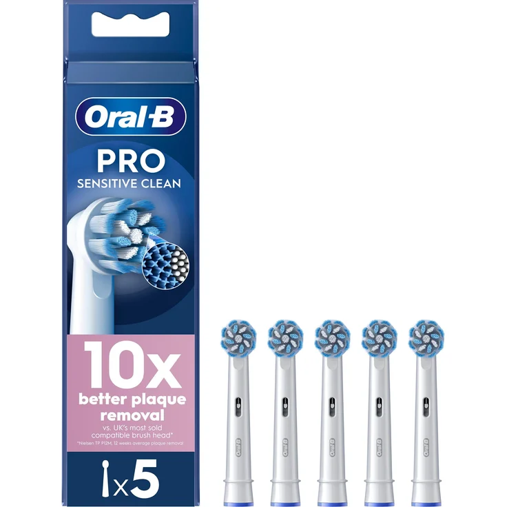 Oral-B Pro Sensitive Clean, Zahnbürstenköpfe, 5er Pack, weiß – Bild 1