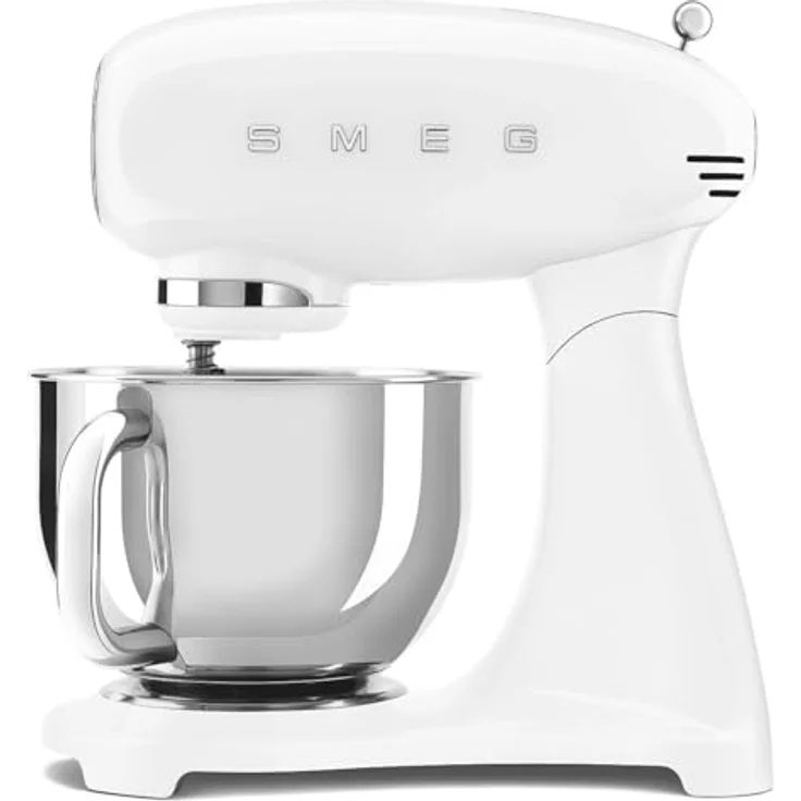 Smeg SMF05WHEU Küchenmaschine, 1000 Watt, 4,8 Liter Edelstahl-Rührschüssel, Hochglanz-Weiß, mit 10 Geschwindigkeitsstufen und Zubehör – Bild 1