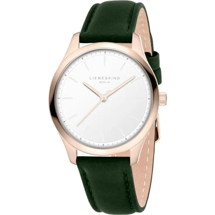 LIEBESKIND Damen Armbanduhr Quarzuhr Ø 33 mm, Edelstahlgehäuse frozen roségold, Lederarmband, 5 ATM wasserdicht, klassisches Design – Bild 2