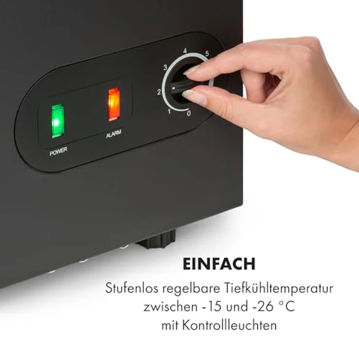 Klarstein Gefriertruhe Klein und Schmal, 51 Liter Tiefkühltruhe, Einhängekorb, Energiesparend (Weiß) – Bild 5