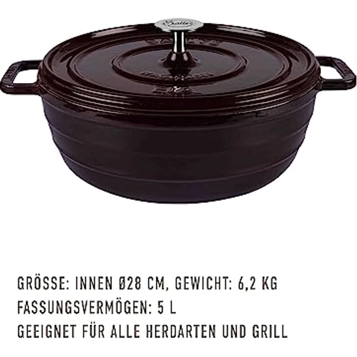 Sallys 'Ela' Deluxe Gusseisentopf - Robustes Kochjuwel für Perfektes Garen (Plum Purple Majolika) – Bild 2