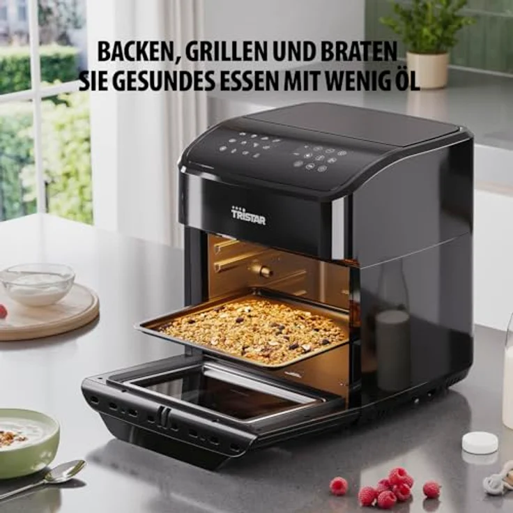 Tristar FR-9065 Mini Backofen & Heißluftfritteuse, 2-in-1-Airfryer, BPA-frei, 12 L, 12 Programme, Sichtfenster, 1800 W, Schwarz – Bild 4