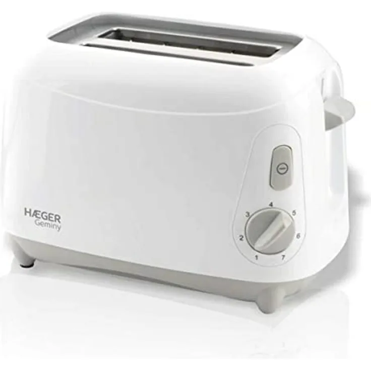 HAEGER Geminy - Toaster mit 900 W Doppelkammer, 7 Toastpositionen mit Krümelschublade, einfaches und funktionales Design, für effizientes Toasten, weiße Farbe