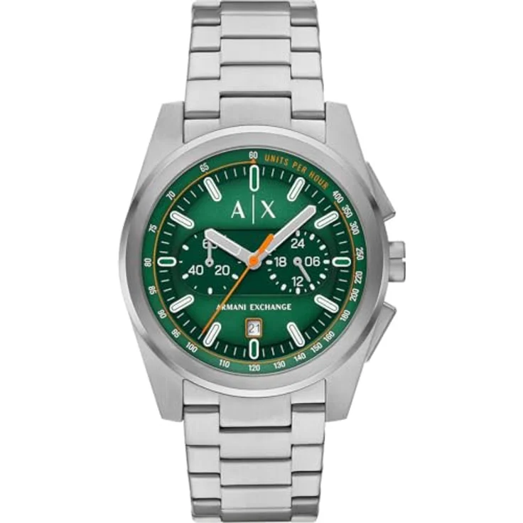 Armani Exchange Herren Analog Quarz Uhr AX2862, 42-mm-Gehäuse, grünes Zifferblatt, Edelstahl Armband – Bild 1