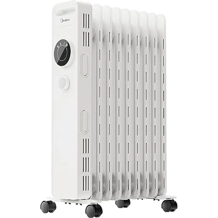 Midea NY2009-22M Ölradiator 2000W, Heizlüfter Energiesparend Leise, Heizkörper mit 9 Rippen, Einstellbarem Thermostat, 3 Heizstufen, Frostschutz, LED Display, Kipp- und Überhitzungsschutz, ECO-Modus