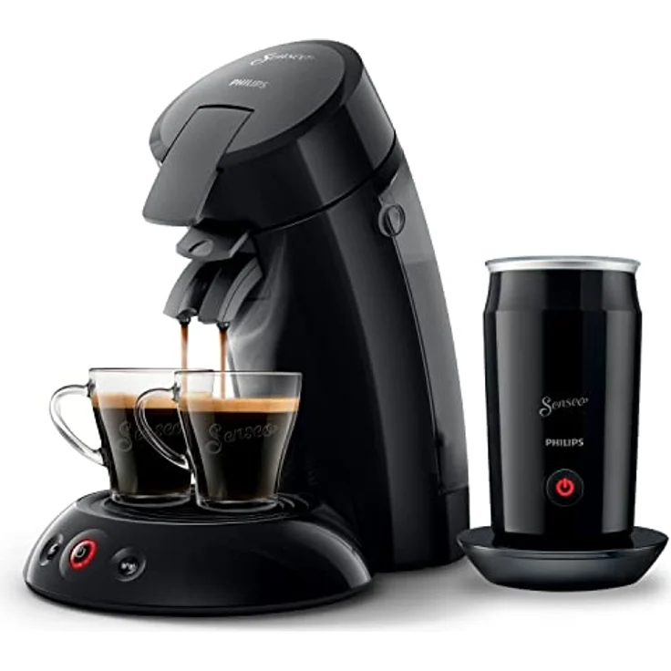 Philips Domestic Appliances Senseo Original Kaffeepadmaschine Mit Milchaufschäumer - Kaffee Boost Und Crema Plus Technologie, 0.7 Liters, Schwarz, (HD6553/65) – Bild 1