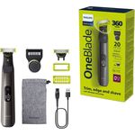 Philips Elektrorasierer OneBlade Pro 360 Face & Body QP6552/30, 3 Aufsätze, 360 Grad Klinge, 20 Längeneinstellungen, inkl. Aufbewahrungstasche