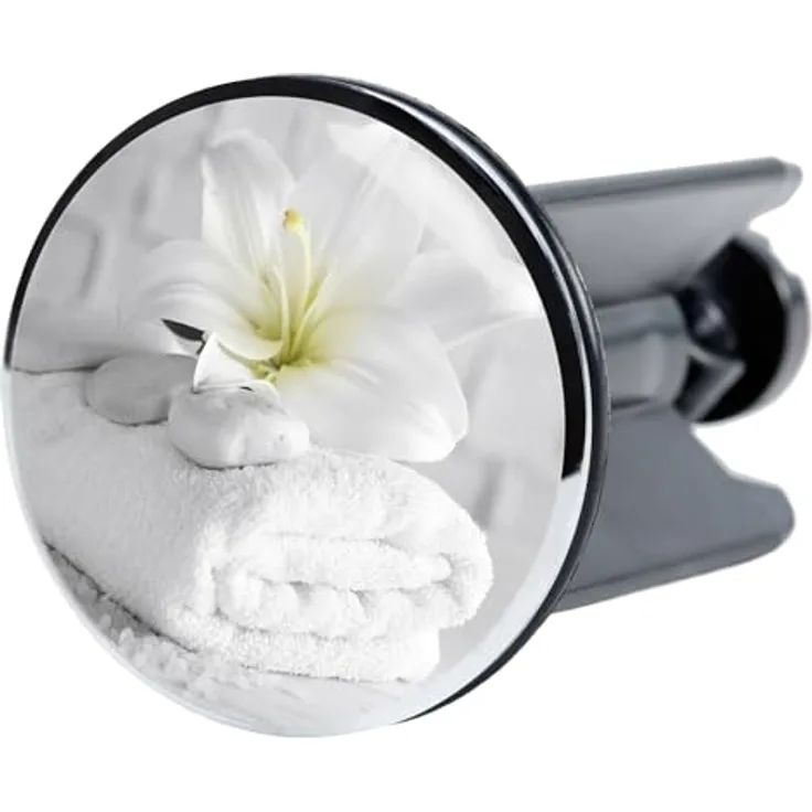 Sanilo Waschbeckenstöpsel Good Feeling, universeller Abflussstöpsel mit verchromtem Messingkopf, 4,0 cm Durchmesser, höhenverstellbar von 6,5 bis 8,5 cm, stylisches Design in kräftigen Farben
