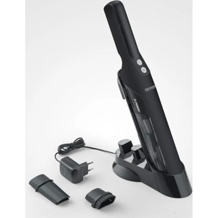 SEVERIN Kabelloser Handstaubsauger HV 9589, leiser Staubsauger mit Möbel- und Tastaturzubehör, Akkulaufzeit bis zu 30 min, Schwarz – Bild 2