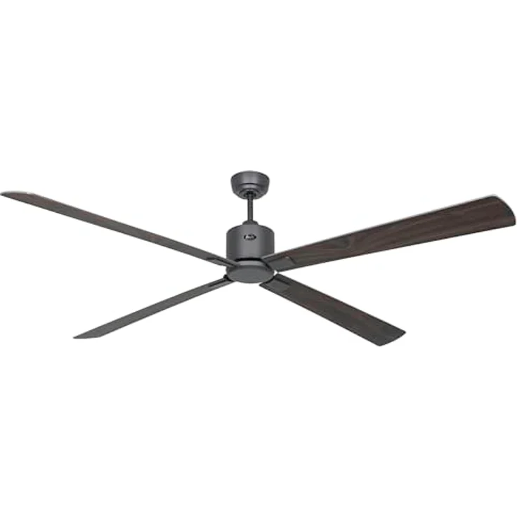 CASAFAN Eco Neo III, Energiespar Deckenventilator mit Fernbedienung, 180 cm, Basaltgrau mit Wendeflügel Nussbaum/Kirschbaum, WiFi-fähig – Bild 1