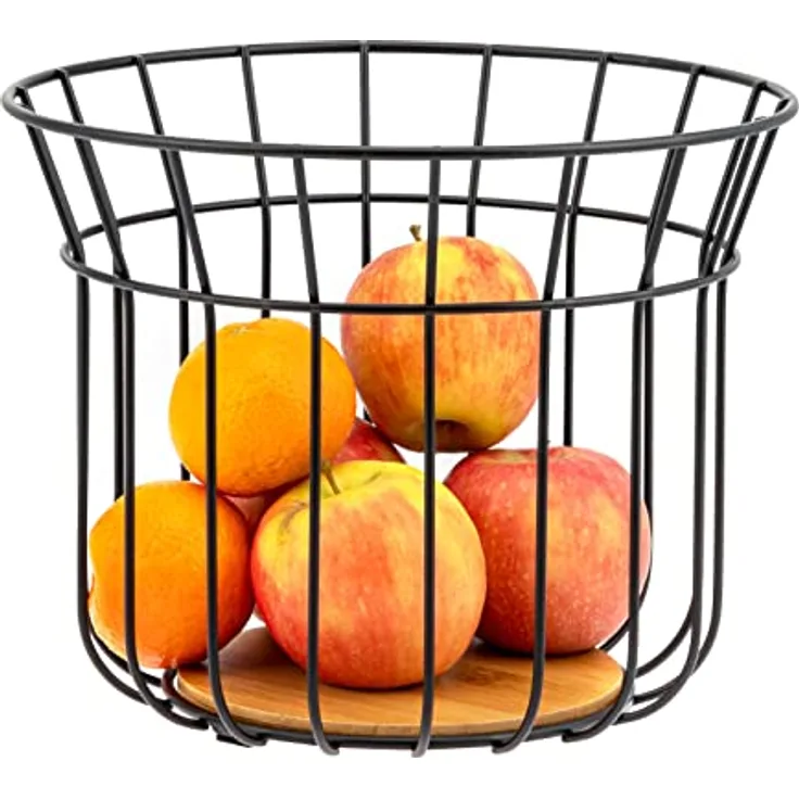 bremermann Obstkorb, Obstschale rund, Ø 24,5 cm, schwarz matt, Bambusboden