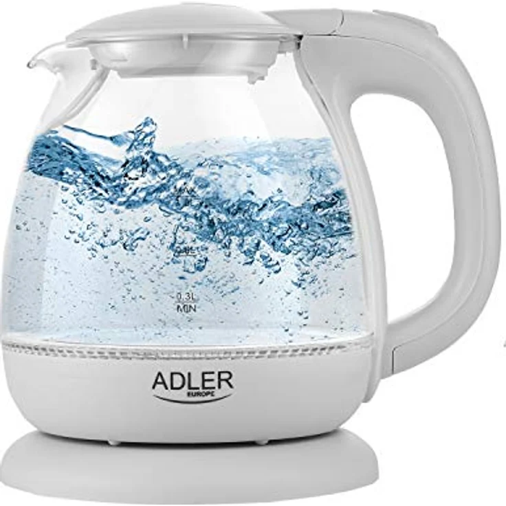 adler AD 1238 Elektrischer Wasserkocher aus Glas, klein, 1 l, 1100 W, LED-Beleuchtung, 1100 W, 1 Liter, Grau – Bild 2