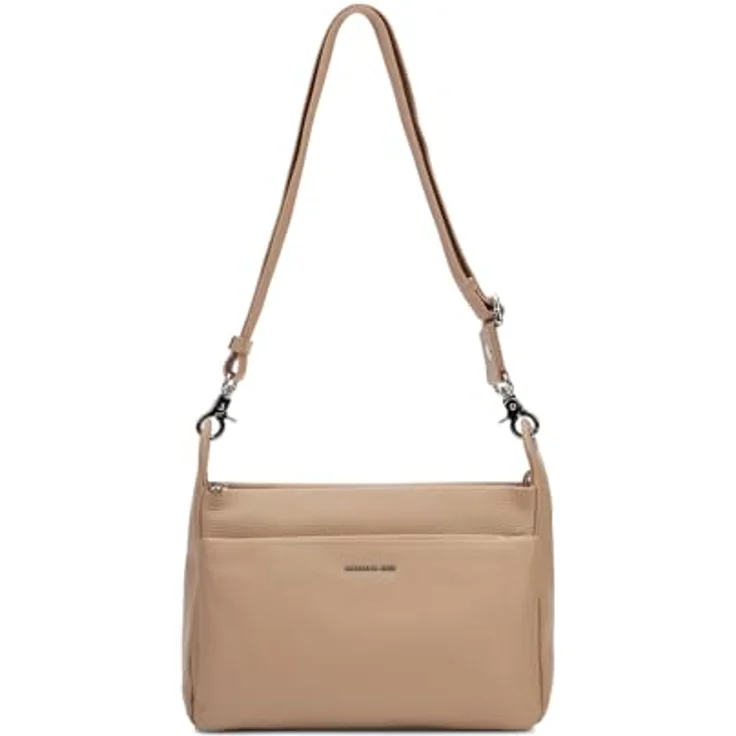 Mandarina Duck Mellow Leather Crossover Bag, Umhängetasche aus 100% Kalbsleder, Beige, 29 cm x 20 cm x 13 cm, verstellbarer Schulterriemen – Bild 1
