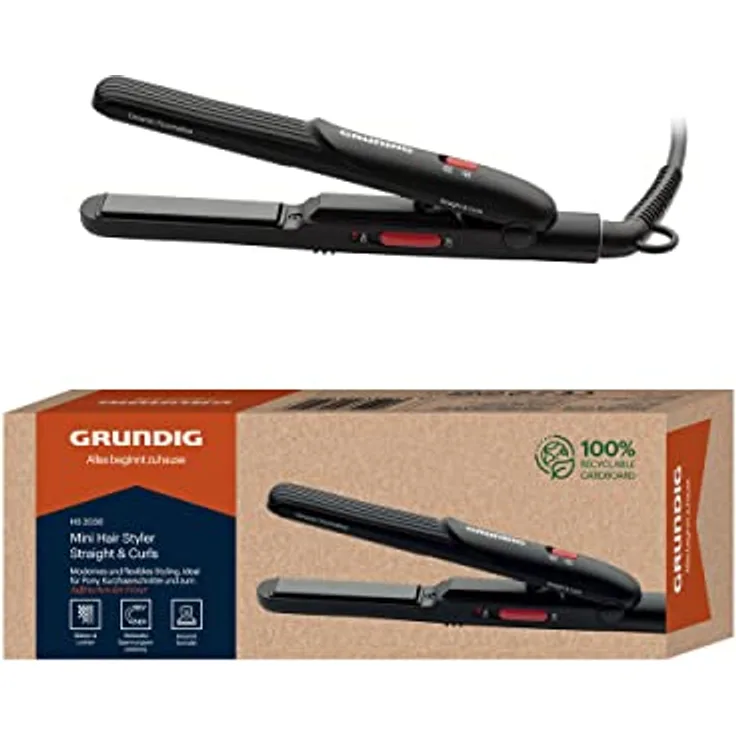 GRUNDIG HS2030 Mini-/Reise Haarglätter, Turmalin