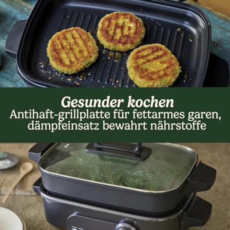 Cuisinart Cook In 5 in 1 Multikocher | Antihaftbeschichtete, austauschbare Platten und Pfannen | Stapelbar | Mitternachtsgrau – Bild 4