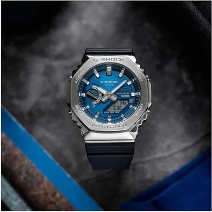 Casio G-Shock Solar Bluetooth Herrenuhr, analog-digital, blau, Edelstahlgehäuse, Quarzwerk, Funktionen: Alarm, Beleuchtung, Stoppuhr – Bild 3