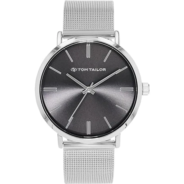 Tom Tailor Armbanduhr Herren, Metallband aus Edelstahl, silber, wasserdicht bis 3 bar, Geschenkbox, 2100595