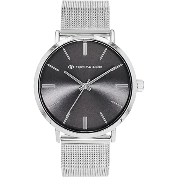 Tom Tailor Armbanduhr Herren, Metallband aus Edelstahl, silber, wasserdicht bis 3 bar, Geschenkbox, 2100595 – Bild 1