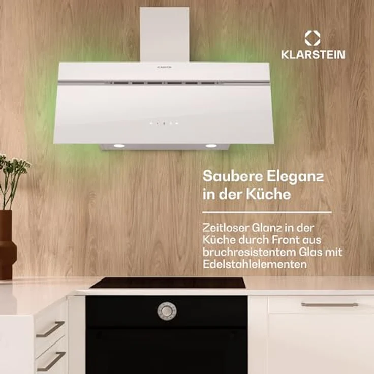 Klarstein Alina Dunstabzugshaube - 60 cm Kopffreihaube, 600 m³/h, Touchpanel, A Energieeffizienz, LED Beleuchtung, 63 dB, Umluft & Abluft, Schwarz – Bild 2