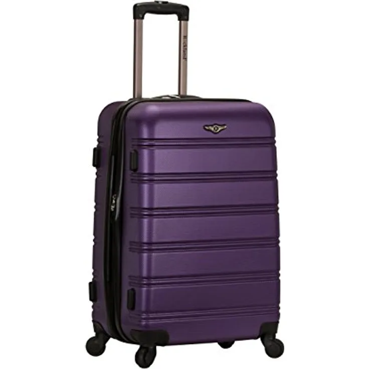 Rockland Melbourne Hardside Erweiterbares Spinner-Rad Gepäck, Violett, Checked-Medium 24-Inch, Melbourne Hartschalen-Koffer, erweiterbar