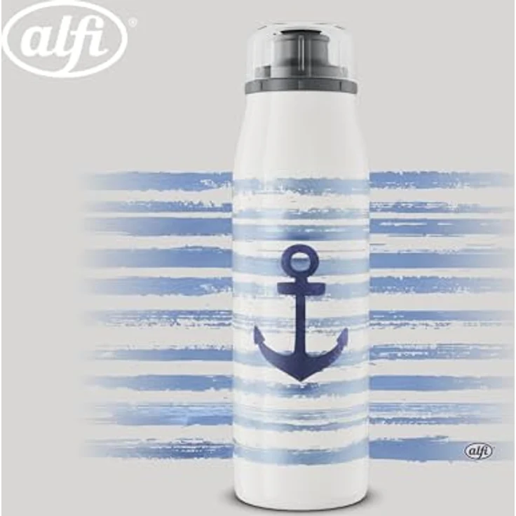alfi KIDS ISO BOTTLE 500ml, Blau Weiß Anker, Isoliertrinkflasche Kinder Edelstahl, dicht mit Drehverschluss, hält 12 Std. heiß, 24 Std. kalt, für Kohlensäure, BPA-frei – Bild 5