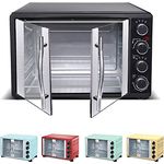 TurboTronic/Minibackofen mit Umluft / 55l / rot, grün, türkis, creme / 2200W, Mini-Backofen mit Drehspieß, Timer, Mini-Ofen mit 2 Backbleche, Pizzaofen, Grill (Creme)