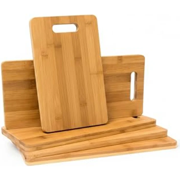 Relaxdays Schneidebrett Bambus mit Griff H x B x T: ca. 1,5 x 35 x 15 cm Küchenbretter im 4er Set auch als Frühstücksbrettchen und Servierbrett aus Holz beidseitig nutzbar messerschonend robust, natur – Bild 9