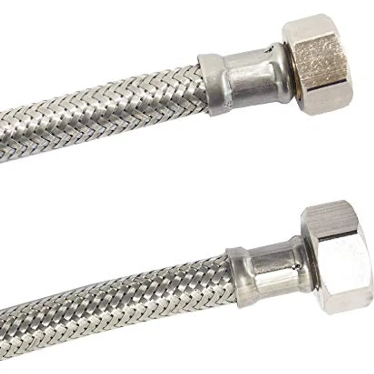 KLASEBO® Panzerschlauch Flexschlauch, Edelstahl, 3/8" x 1/2", 1000mm, DN8, DVGW-zertifiziert, lebensmittelecht