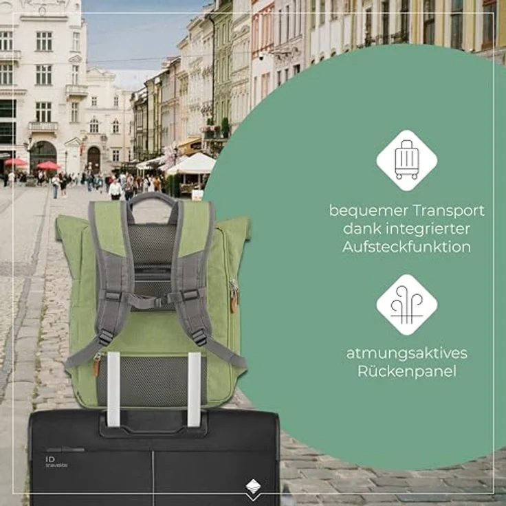 travelite BASICS Rollup Rucksack, Freizeitrucksack mit gepolstertem Laptopfach bis 15,6 Zoll, atmungsaktive Rückwand, viele Trendfarben verfügbar – Bild 7