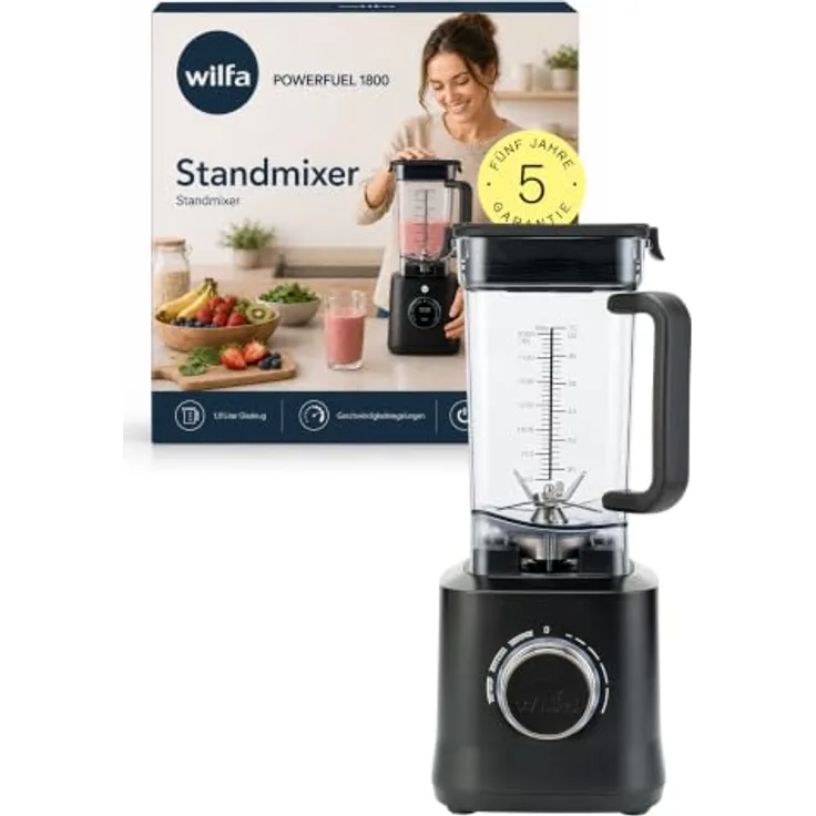 Wilfa Powerfuel 1800 Blender, Standmixer mit 1800W Motor, 27.000 U/min, 1,8L Tritan-Gefäß, Schwarz