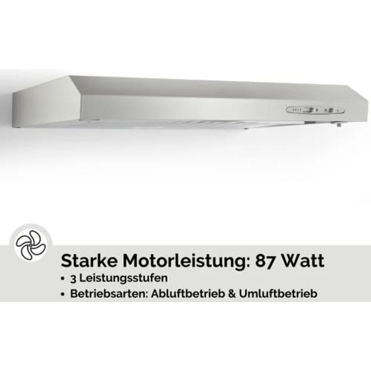 PKM UBH5000H2, Motorhaube, Standard, Breite: 60 cm, Tiefe: 46.5 cm, Absaugung und Rückführung (mit zusätzlichem Rückführungsset), Silber – Bild 3