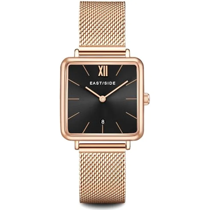 Eastside Damen Uhr analog Japan Quarzwerk mit Edelstahl roségold Armband 10080084 - Stilvolle Damenuhr mit Roségold-Plattierung und Milanaise-Armband