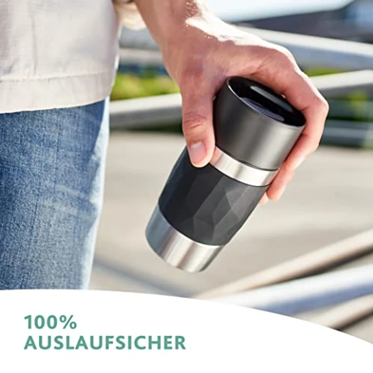 Emsa N21609 Travel Mug Compact Thermo-/Isolierbecher aus Edelstahl | 0,3 Liter | 3h heiß | 6h kalt | BPA-Frei | 100% dicht | auslaufsicher | spülmaschinengeeignet | 360°-Trinköffnung | Weinrot – Bild 5