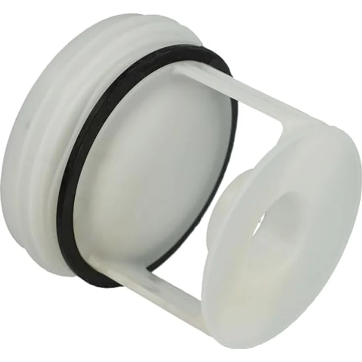 VHBW Flusensieb kompatibel mit Siemens WP12T225, WP12T227, WP12T254BY, WP12T254FN, WP12T284FF - 5,6 cm Durchmesser, mit Dichtungsring, schwarz/weiß – Bild 2
