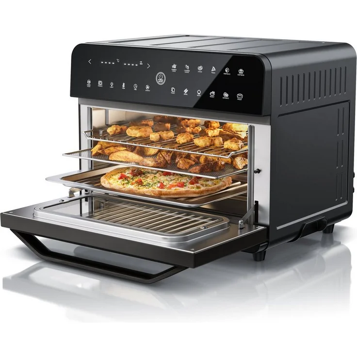 Arendo Minibackofen, Heißluftfritteuse 25L, Multifunktionsofen mit Zubehör, 1800W, Silber